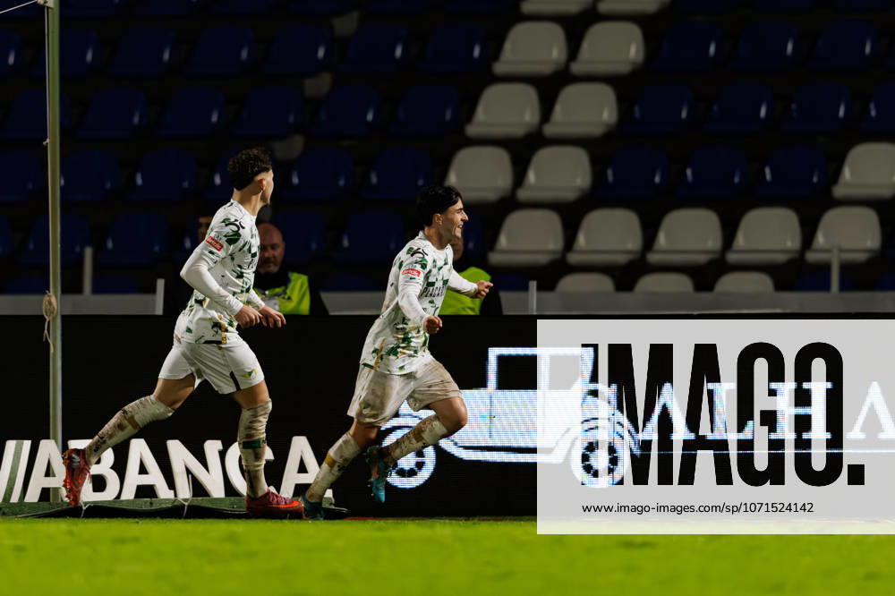 Rodrigo Alonso seen celebrating after scoring goal during Liga Portugal game between teams of FC Alverca and Moreirense FC (Maciej Rogowski Ball Raw Images) Alverca Complexo Desportivo Alverca Portugal