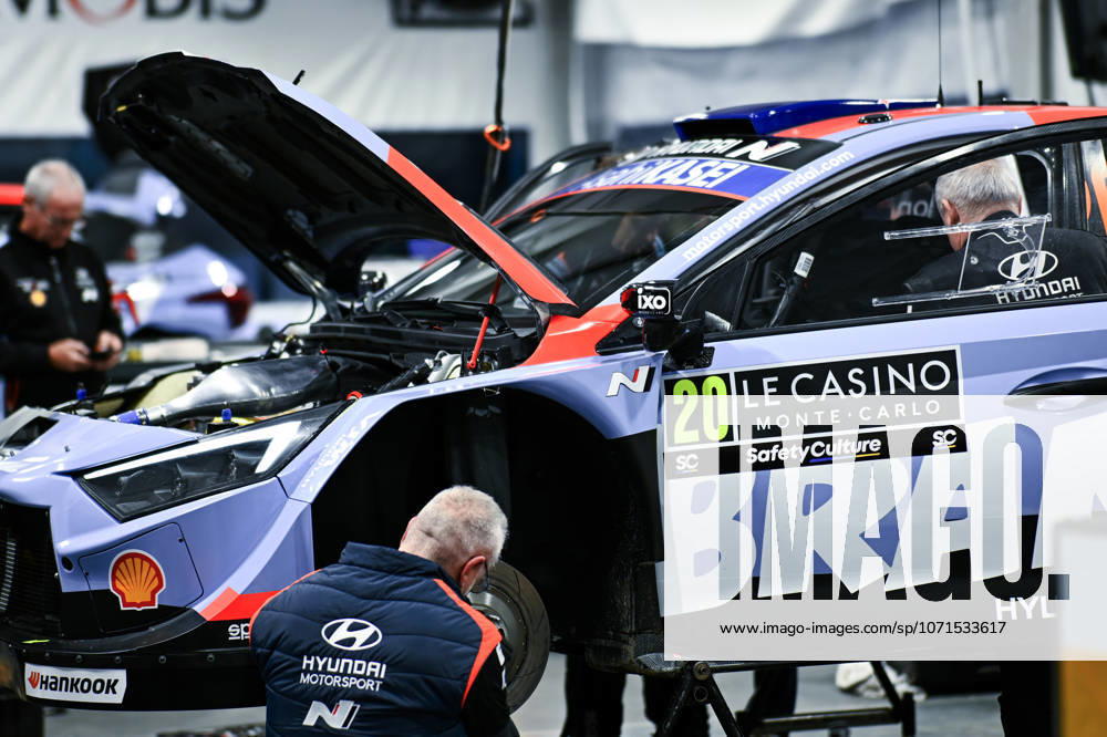 Driver Hayden Paddon And Co-Driver Ojohn Kennardand Co-Driver Of The Hyundai Shell Mobis World Rally Team, Hyundai I20 N Rally1 ,In Shakedown During Fia World Rally WRC, Motorsport Rallye, WM Rallye Monte Carlo 2026 21 January,Monte Carlo Monaco (Photo by Luca Barsali DeFodi Images) -