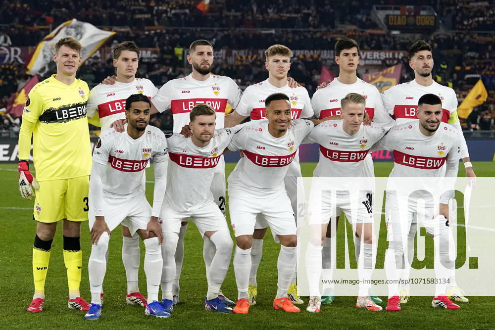 Stuttgart players pose for the team picture during the UEFA Europa League 2025 2026 football match between AS Roma and Vfb Stuttgart at Stadio Olimpico in Rome (Italy), January 22, 2026. antoniettaxbaldassarre