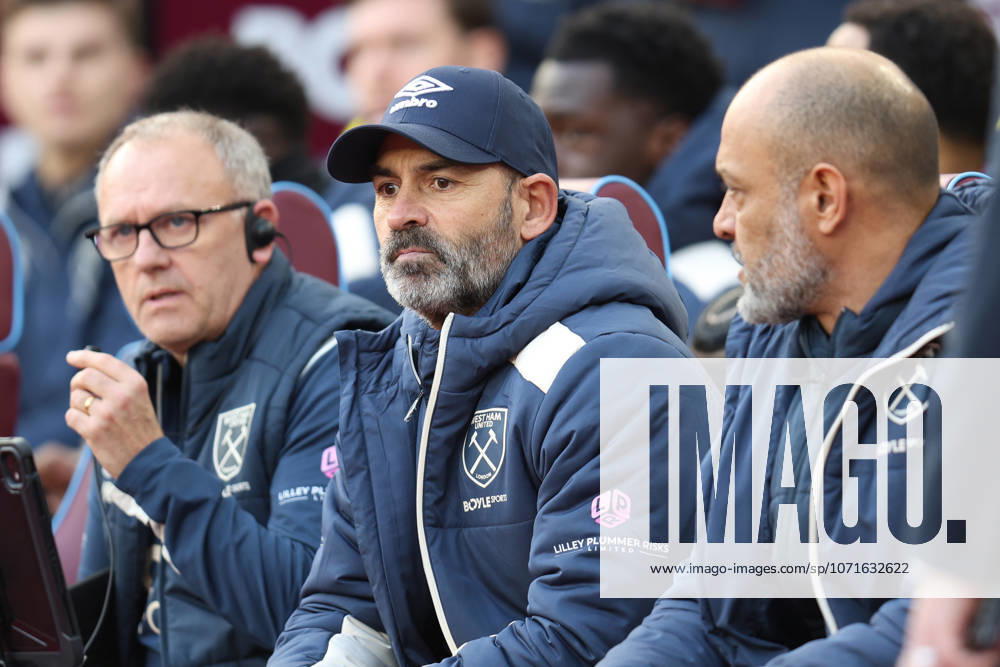 Newly appointed assistant manager Paco Jemez sits on the bench during the Premier League match between West Ham United and Sunderland at London Stadium in London, England (Photo by Alexander Canillas Sports Press Photo)