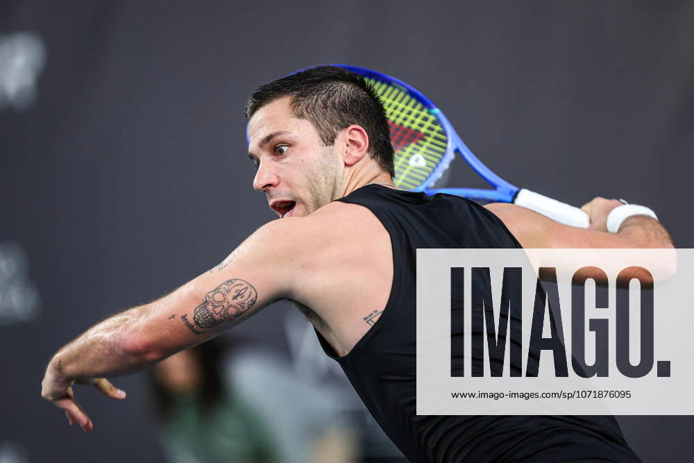 Indoor Oeiras Open 2 - Jaime Faria VS Alexis Galarneau Alexis Galernau of Canada competes against Jaime Faria of Portugal during the second round of the Indoor Oeiras Open 2026 - Challenger Tour Tennis at Clube de Tenis do Jamor in Oeiras, Portugal, on January 30, 2026. Lisbon Lisboa Portugal