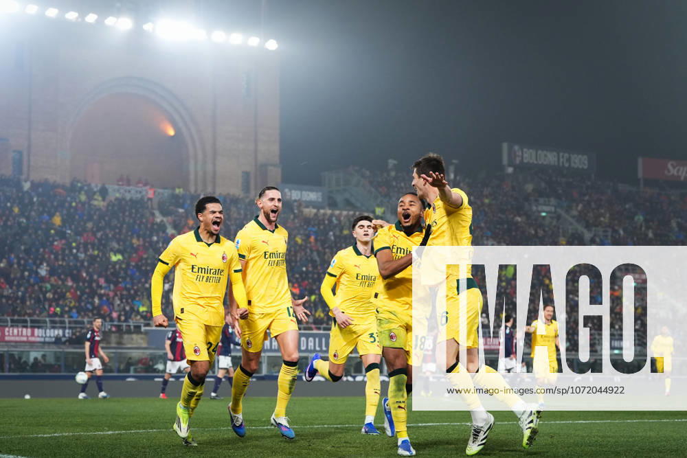 AC Milan s Christopher Nkunku celebrates after scoring the 0-2 goal for his team during the Serie A soccer match between Bologna and Milan at the Renato DallÕAra Stadium in Bologna, north Italy - Tuesday, February 3, 2026 -