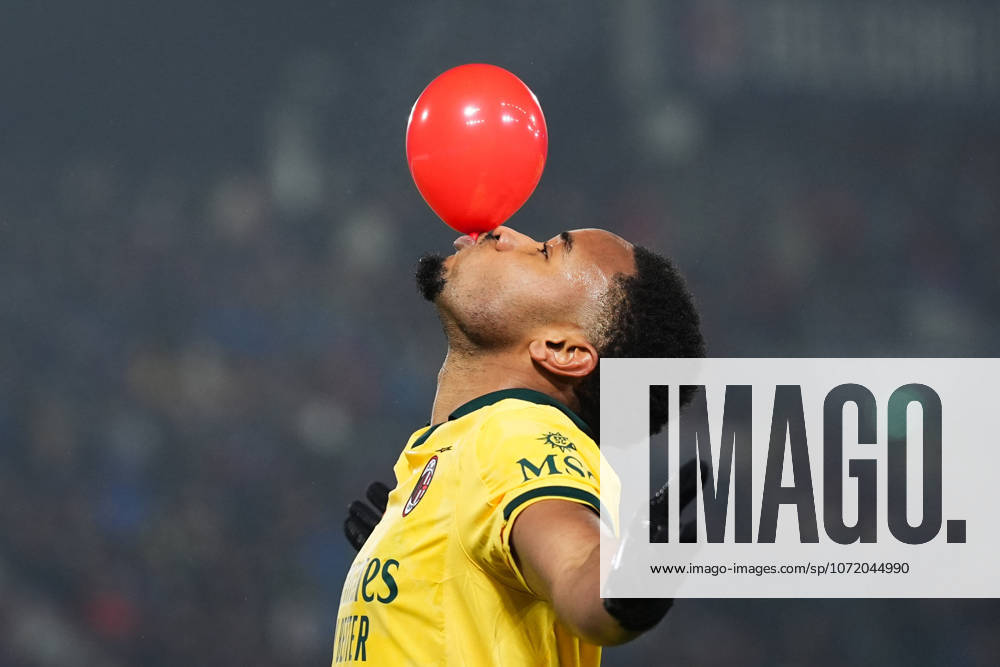 AC Milan s Christopher Nkunku celebrates after scoring the 0-2 goal for his team during the Serie A soccer match between Bologna and Milan at the Renato DallÕAra Stadium in Bologna, north Italy - Tuesday, February 3, 2026 -