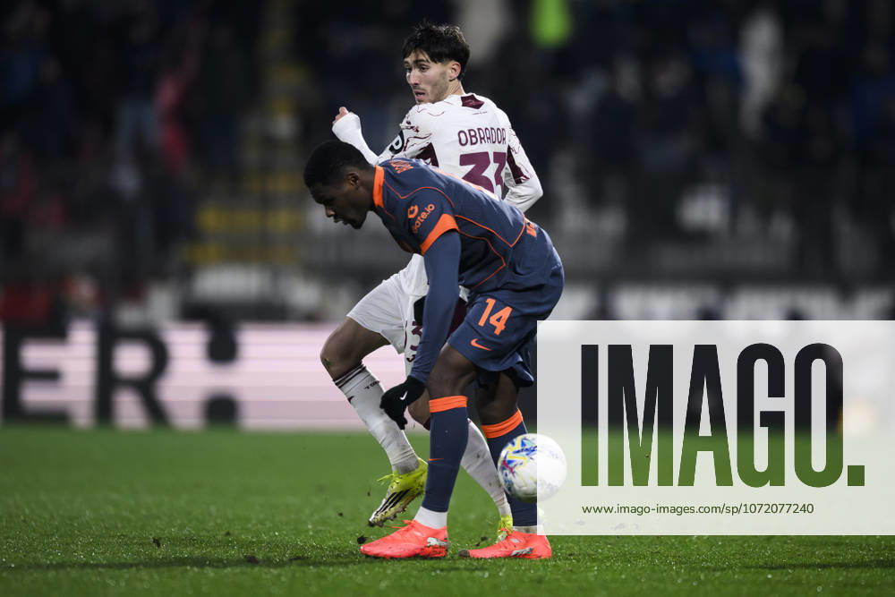 FC Internazionale v Torino FC - Coppa Italia Rafel Obrador of Torino FC competes for the ball with Ange-Yoan Bonny of FC Internazionale during the Coppa Italia quarter final football match between FC Internazionale and Torino FC. Monza Italy