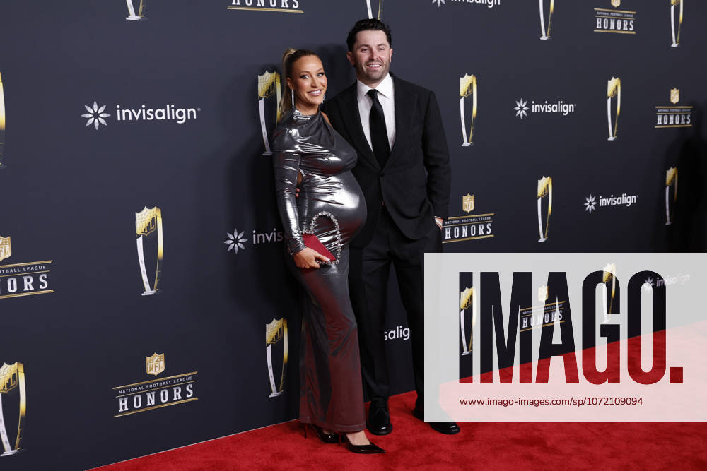 Emily Wilkinson and Baker Mayfield arrive on the red carpet at the 2026 NFL, American Football Herren, USA Honors presented by Invisalign in the days leading up to Super Bowl LX in San Francisco on Thursday, February 5, 2026. The New England Patriots will play the Seattle Seahawks in Super Bowl LX at Levi s Stadium in Santa Clara on Sunday, February 8, 2026. SBP20260205382 JOHNxANGELILLO