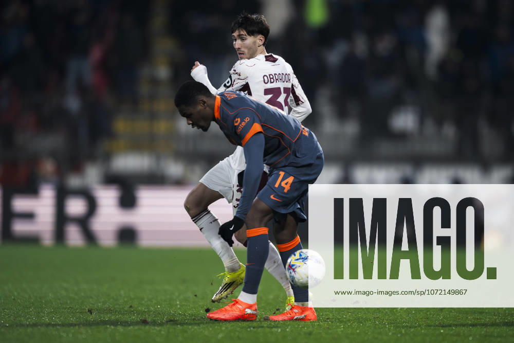 FC Internazionale v Torino FC - Coppa Italia Rafel Obrador of Torino FC competes for the ball with Ange-Yoan Bonny of FC Internazionale during the Coppa Italia quarter final football match between FC Internazionale and Torino FC. Monza Italy