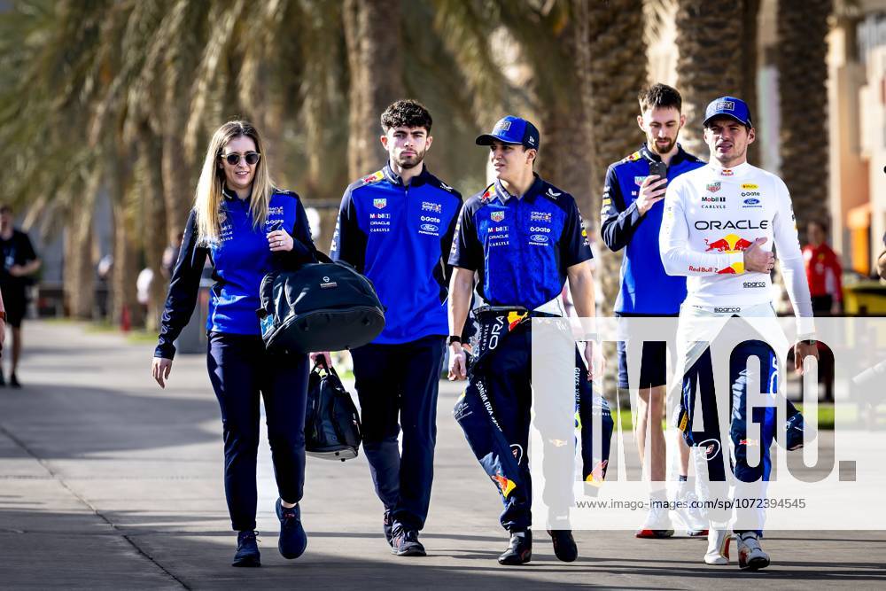 Formule 1 driver Max Verstappen of Oracle Red Bull Racing, Formule 1 driver Isack Hadjar of Oracle Red Bull Racing during the Formula 1 pre-season testing Bahrain at the Bahrain International Circuit for the Pre-season testing 1 2026 season 2026 in SAKHIR, Bahrain on 12 february 2026, (Photo by DeFodi Images) -
