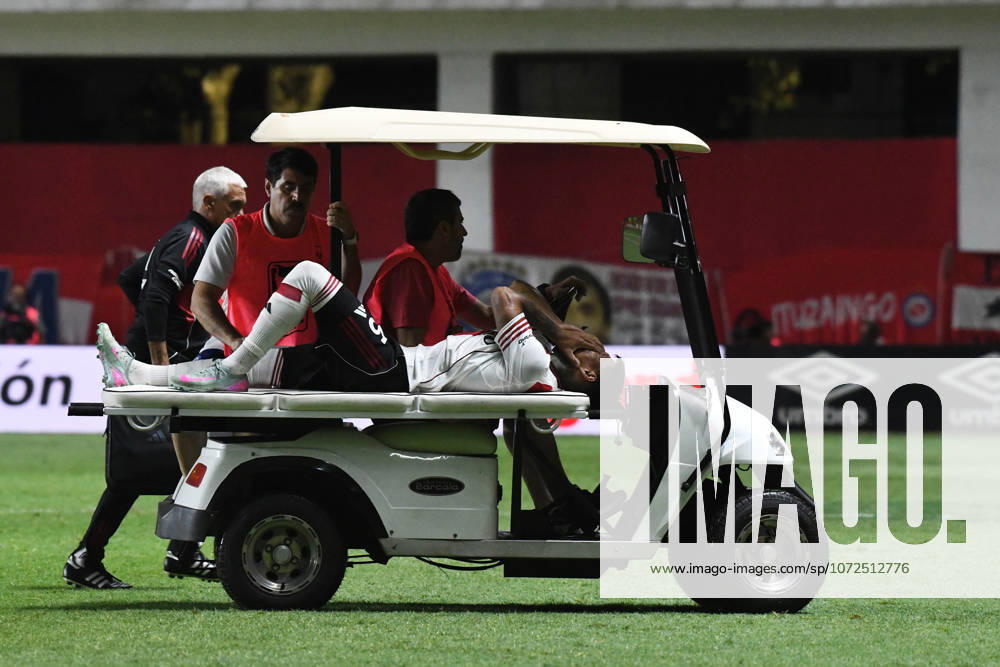 Argentinos Juniors v River Plate - Torneo Apertura 2026 Juan Portillo of River Plate is injured during the match between Argentinos Juniors and River Plate at Estadio Diego Armando Maradona, in Buenos Aires, Argentina, on February 12. Buenos Aires Buenos Aires Argentina