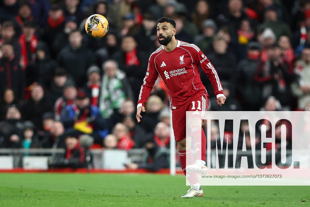 Liverpool v Brighton & Hove Albion, Emirates FA Cup Mohamed Salah of Liverpool controls the ball during the Liverpool v Brighton & Hove Albion Emirates FA Cup 4th Round match at Anfield, Liverpool, England on 14 February 2026 Credit: Ian Stephen Every Second Media Editorial use only. All images are copyright Every Second Media Limited. No images may be reproduced without prior permission. All rights reserved. Premier League and Football League images are subject to licensing agreements with Football DataCo Limited. see https: www.football-dataco.com