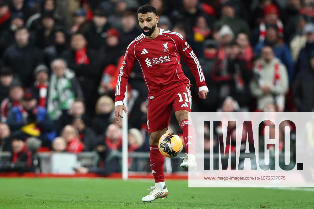 Liverpool v Brighton & Hove Albion, Emirates FA Cup Mohamed Salah of Liverpool controls the ball during the Liverpool v Brighton & Hove Albion Emirates FA Cup 4th Round match at Anfield, Liverpool, England on 14 February 2026 Credit: Ian Stephen Every Second Media Editorial use only. All images are copyright Every Second Media Limited. No images may be reproduced without prior permission. All rights reserved. Premier League and Football League images are subject to licensing agreements with Football DataCo Limited. see https: www.football-dataco.com