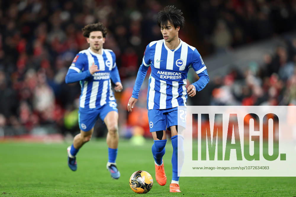 Liverpool v Brighton & Hove Albion, Emirates FA Cup Kaoru Mitoma of Brighton And Hove Albion during the Liverpool v Brighton & Hove Albion Emirates FA Cup 4th Round match at Anfield, Liverpool, England on 14 February 2026 Credit: Ian Stephen Every Second Media Editorial use only. All images are copyright Every Second Media Limited. No images may be reproduced without prior permission. All rights reserved. Premier League and Football League images are subject to licensing agreements with Football DataCo Limited. see https: www.football-dataco.com
