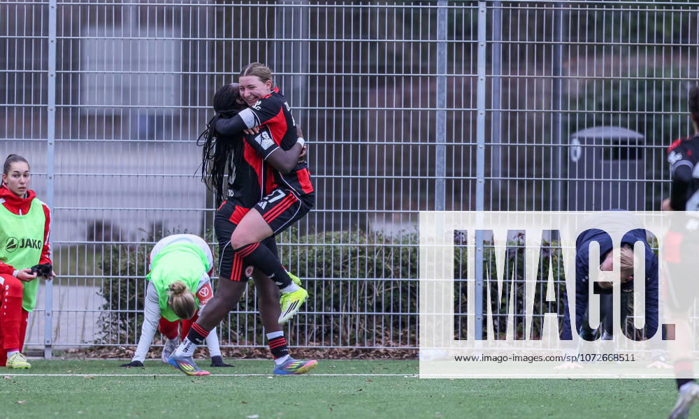GER, Frankfurt, Eintracht Frankfurt II vs FSV Mainz 05, 2. Frauen Bundesliga, Fussball, DFB, Spielzeit 2025 2026, Stadion am Brentanobad, 17. Spieltag im Bild: Mira Arouna (Eintracht Frankfurt II 28) erzielt das 1:0, Jubel, Freude und Emotionen nach dem Tor DFB DFL REGULATIONS PROHIBIT ANY USE OF PHOTOGRAPHS AS IMAGE SEQUENCES AND OR QUASI-VIDEO