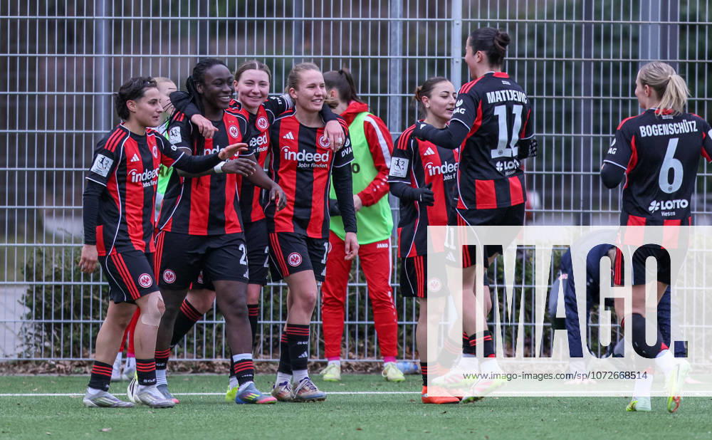 GER, Frankfurt, Eintracht Frankfurt II vs FSV Mainz 05, 2. Frauen Bundesliga, Fussball, DFB, Spielzeit 2025 2026, Stadion am Brentanobad, 17. Spieltag im Bild: Mira Arouna (Eintracht Frankfurt II 28) erzielt das 1:0, Jubel, Freude und Emotionen nach dem Tor DFB DFL REGULATIONS PROHIBIT ANY USE OF PHOTOGRAPHS AS IMAGE SEQUENCES AND OR QUASI-VIDEO