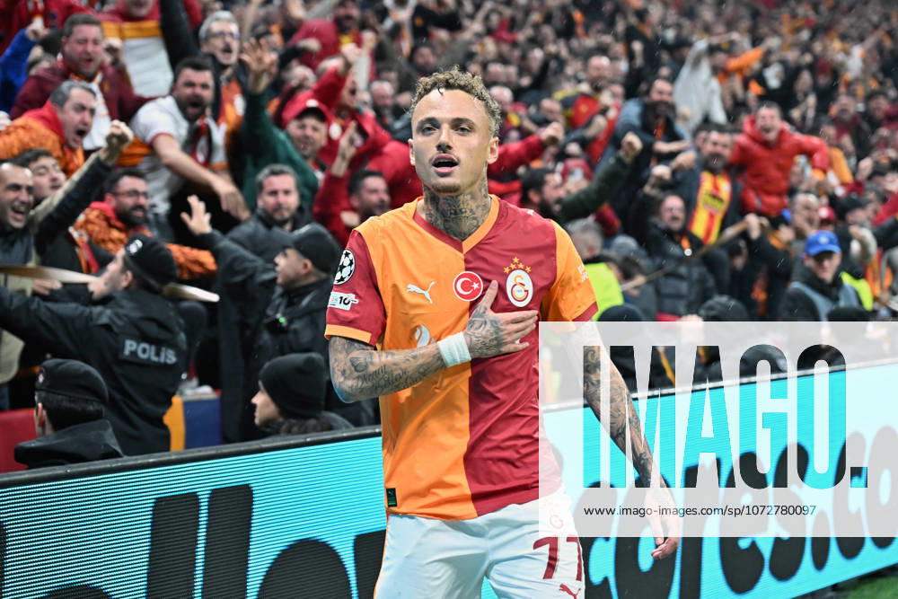 Galatasaray v Juventus - UEFA Champions League ISTANBUL, TURKIYE - FEBRUARY 17: Noa Lang (77) of Galatasaray celebrates after scoring a goal during the UEFA Champions League round of 16 play-off first-leg match between Juventus and Galatasaray at RAMS Park stadium in Istanbul, Turkiye on February 17, 2026. Isa Terli Anadolu Istanbul Turkey. Editorial use only. Please get in touch for any other usage.