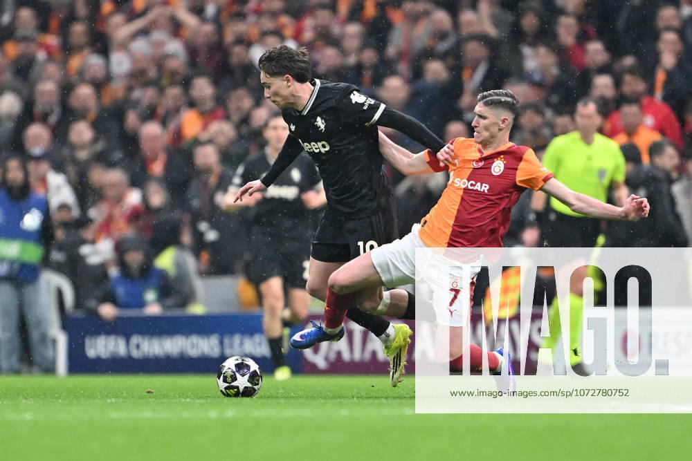 Galatasaray v Juventus - UEFA Champions League ISTANBUL, TURKIYE - FEBRUARY 17: Galatasaray player Ismail Jakobs (4) and Juventus player Kenan Yildiz (10) compete for the ball during the UEFA Champions League Round of 16 play-off first leg match between Galatasaray and Juventus at RAMS Park in Istanbul, Turkiye, on February 17, 2026. Isa Terli Anadolu Istanbul Turkey. Editorial use only. Please get in touch for any other usage.
