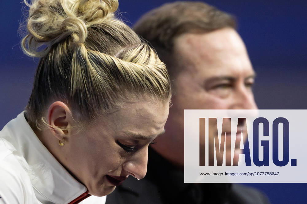 Amber Glenn of the United States reacts after her performance and is in 13th place in the Women Figure skating, Eiskunstlauf Short Program during the 2026 Winter Olympics at the Milano Ice Skating Arena on Tuesday in Milano. Milano Italy - ZUMAj89_ 20260217_oly_j89_078