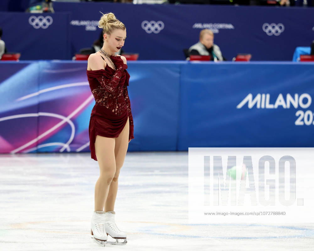 Amber Glenn of Team United States competes in the womens ice skating short program during the Milano Cortina 2026 Olympic Winter games, Winterspiele,Spiele, Summer games at Milano Ice Skating Arena. Milan Italy - ZUMAm117 20260217_oly_m117_106