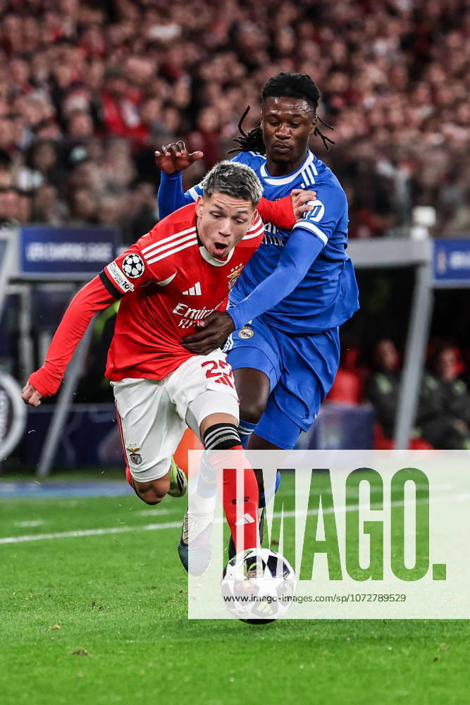 FBL-UEFA Champions League 2025-26 SL Benfica - Real Madrid Gianluca Prestianni (S.L.Benfica), Eduardo Camavinga (Real Madrid) battles for the Ball during UEFA Champions League 2025-26 KO play-offs match between Lisboa e Benfica and Real Madrid at Estadio da Luz on Thursday 17 February 2026 in Lisbon, Portugal