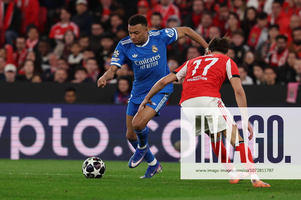 FBL-UEFA Champions League 2025-26 SL Benfica - Real Madrid Kylian Mbappe (Real Madrid), Amar Dedic (S.L.Benfica) battles for the Ball during UEFA Champions League 2025-26 KO play-offs match between Lisboa e Benfica and Real Madrid at Estadio da Luz on Thursday 17 February 2026 in Lisbon, Portugal
