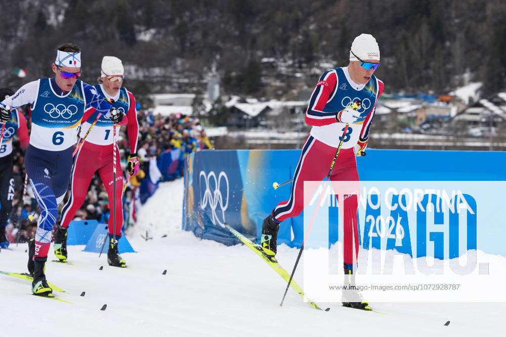 Winter Olympics in Milan Cortina 2026 Val di Fiemme, Italy 20260221 Martin Lowstrom Nyenget from Norway and Mathis Desloges from France during the cross country skiing 50 km Classic men Tesero CC Stadium during the Winter Olympics in Milano Cortina 2026 Photo Lise Aserud NTB Val di Fiemme Italy RESTRICTED USE FOR BETTING COMPANIES