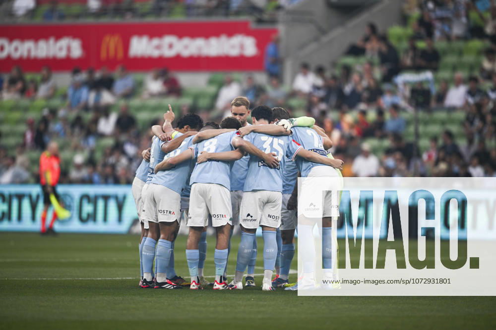 AUS: A-League, Round 18, Melbourne City FC v Melbourne Victory FC at AAMI Park, Melbourne, VIC, Australia on 21st February 2026 City team huddle prior to Melbourne City FC v Melbourne Victory FC at AAMI Park, Melbourne, VIC, Australia.