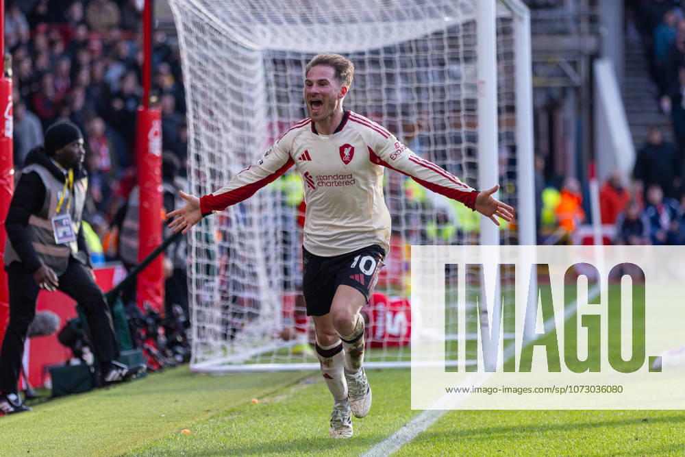 Football - FA Premier League - Nottingham Forest FC v Liverpool FC NOTTINGHAM, ENGLAND - Sunday, February 22, 2026: Liverpool s Alexis Mac Allister celebrates after scoring the first goal during the FA Premier League match between Nottingham Forest FC and Liverpool FC at the City Ground. (Photo by David Rawcliffe Propaganda) NOTTINGHAM City Ground NOTTINGHAMSHIRE ENGLAND