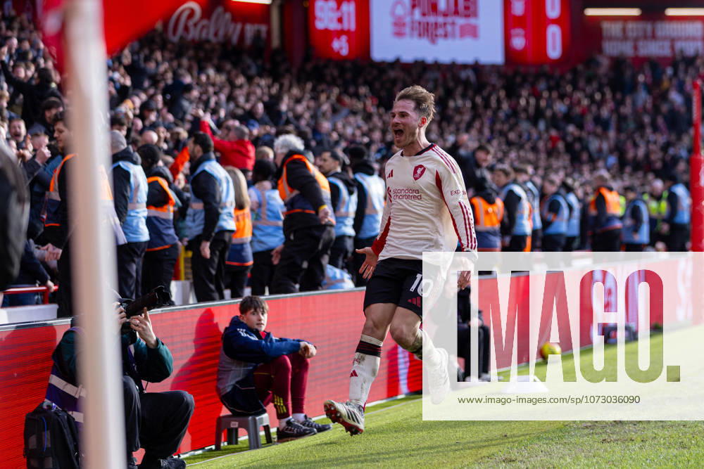 Football - FA Premier League - Nottingham Forest FC v Liverpool FC NOTTINGHAM, ENGLAND - Sunday, February 22, 2026: Liverpool s Alexis Mac Allister celebrates after scoring the first goal during the FA Premier League match between Nottingham Forest FC and Liverpool FC at the City Ground. (Photo by David Rawcliffe Propaganda) NOTTINGHAM City Ground NOTTINGHAMSHIRE ENGLAND