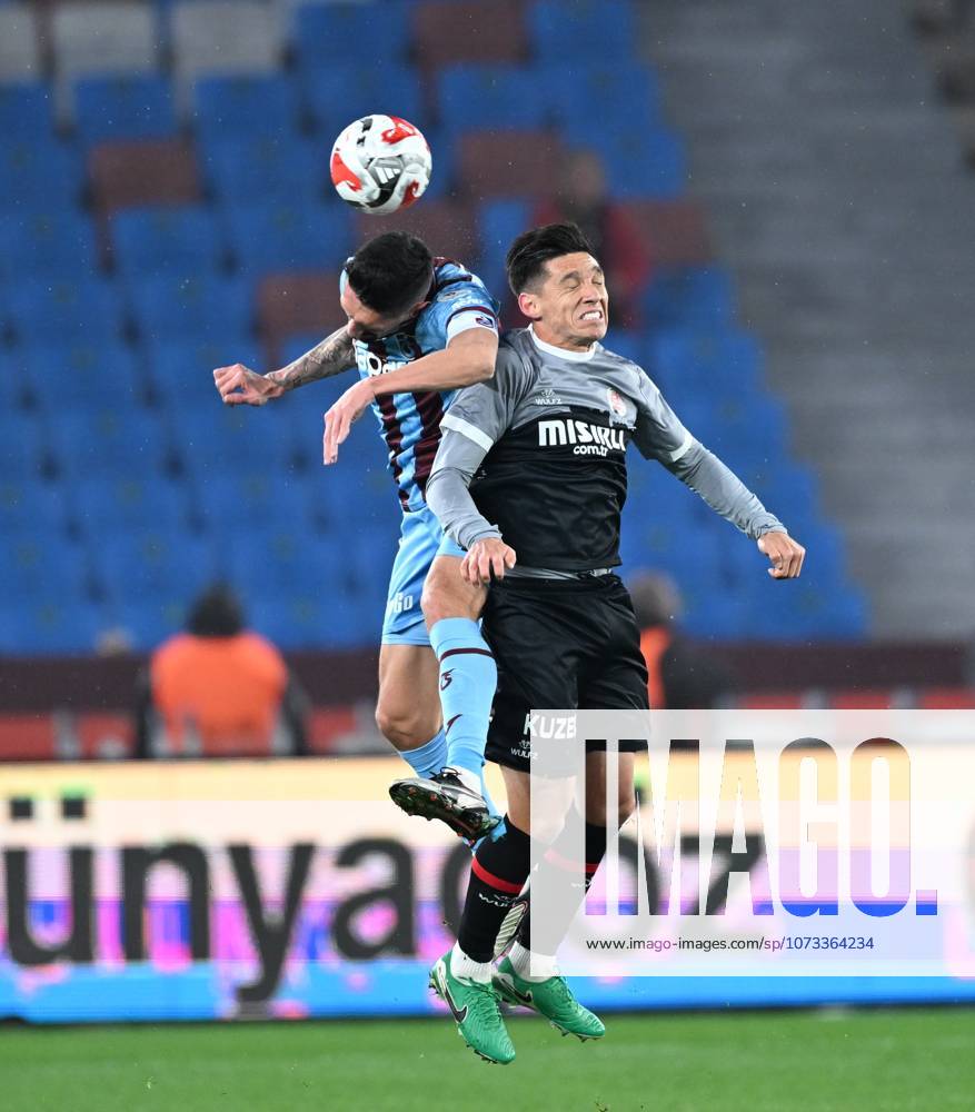 Trabzonspor v Misirli.com.tr Fatih Karagumruk - Turkish Super Lig TRABZON, TURKIYE - FEBRUARY 27: Stefan Savic (L) of Trabzonspor in action during Turkish Super Lig week 24 football match between Trabzonspor and Misirli.com.tr Fatih Karagumruk at Papara Park in Trabzon, Turkiye on February 27, 2026. Hakan Burak Altunoz Anadolu Trabzon Turkey. Editorial use only. Please get in touch for any other usage.