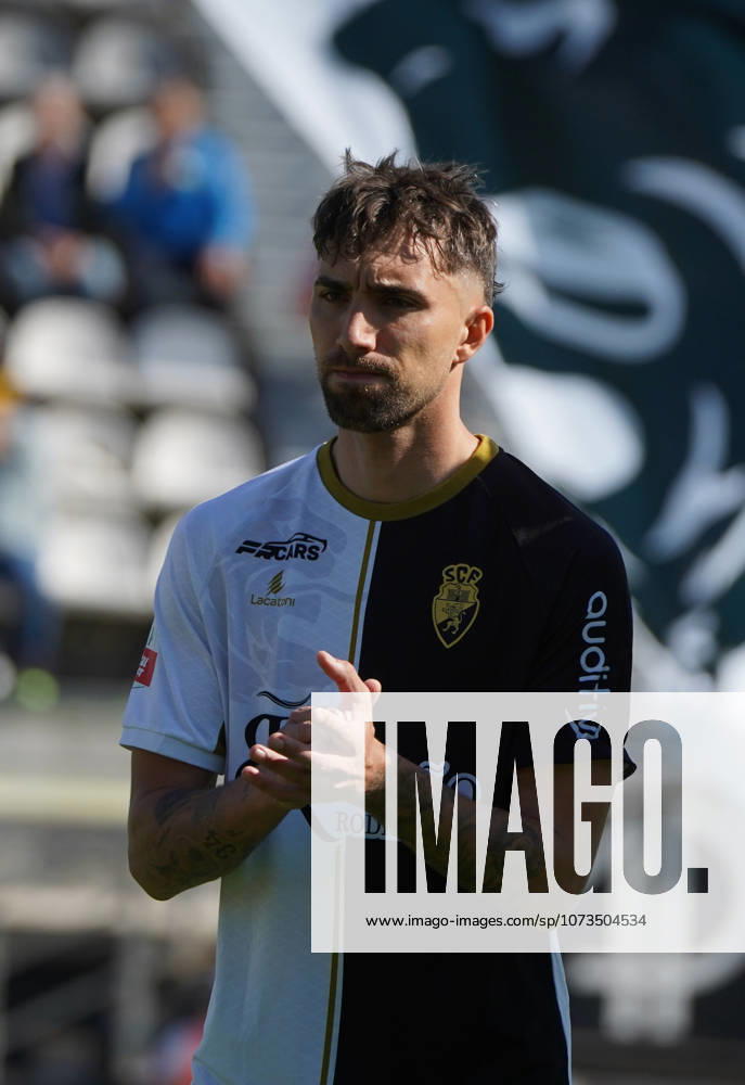 Liga Portugal 2 Meu Super Round 24 football match between SC Farense and Lusitania Lourosa FC, Faro, Portugal Faro, Portugal. 1 st Mar, 2026. Dario Poveda, SC Farense player , lining up before the start of the SC Farense 2 - 1 Lusitano Lourosa FC Round 24 match for the football Liga Portugal 2 Meu Super. Nuno Pires Veloso Alamy Live News