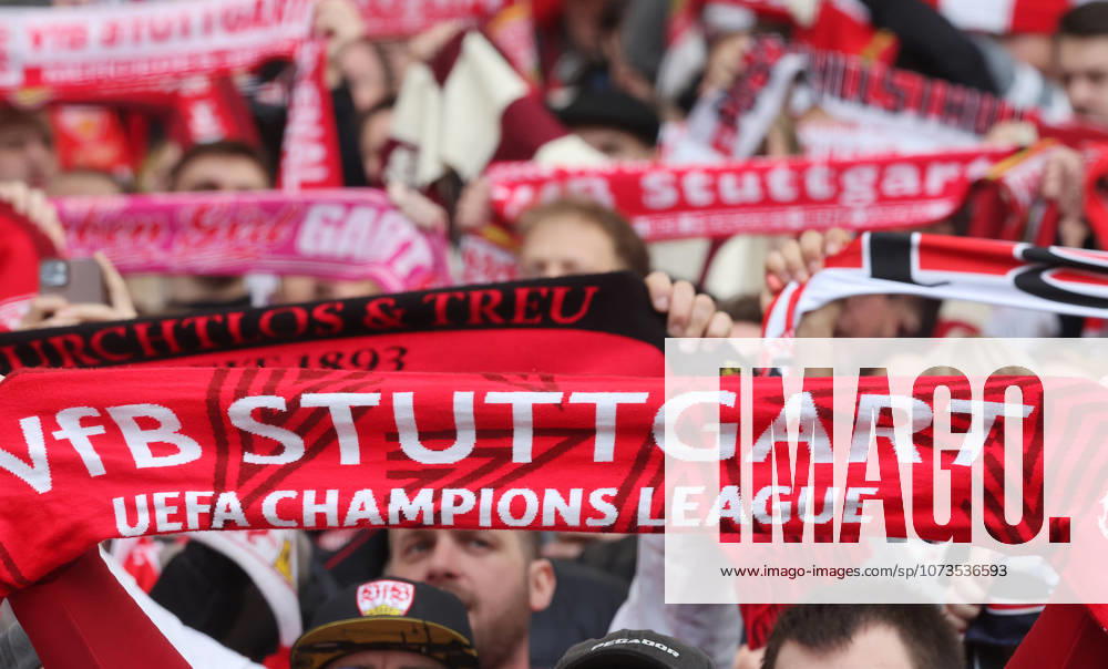 Stuttgart, Fußball Bundesliga, 20. Spieltag, VfB Stuttgart vs. VfL Wolfsburg, VfB Fans mit Schal ( UEFA Champions League )