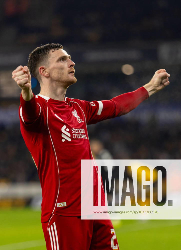 Football - FA Cup - 5th Round - Liverpool FC v Wolverhampton Wanderers FC WOLVERHAMPTON, ENGLAND - Friday, March 6, 2026: Liverpool s Andy Robertson celebrates after scoring the first goal during the FA Cup 5th Round match between Liverpool FC and Wolverhampton Wanderers FC at Molineux. (Photo by David Rawcliffe Propaganda) WOLVERHAMPTON Molineux WEST MIDLANDS ENGLAND