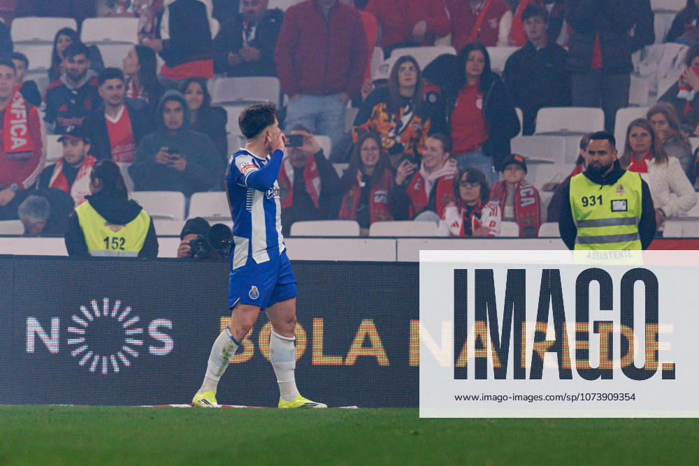 Oskar Pietuszewski seen celebrating after scoring goal during Liga Portugal game between teams of SL Benfica and FC Porto at Estadio Da Luz (Maciej Rogowski Ball Raw Images PT) Lisbon Estadio Da Luz Portugal
