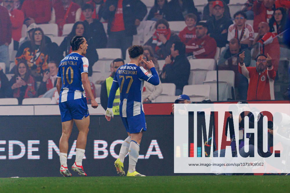 Oskar Pietuszewski seen celebrating after scoring goal during Liga Portugal game between teams of SL Benfica and FC Porto at Estadio Da Luz (Maciej Rogowski Ball Raw Images PT) Lisbon Estadio Da Luz Portugal