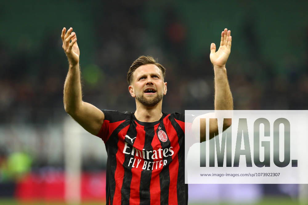 NICLAS FULLKRUG of AC Milan celebrates winning Matchday 28 of 38 of the Serie A 2025 26 between AC MILAN and INTER FC at the San Siro Stadium in Milan, Italy. AC MILAN won the game 1:0. Soccer 2026: Milan 1:0 Inter - ZUMAc179 20260308_zep_c179_047