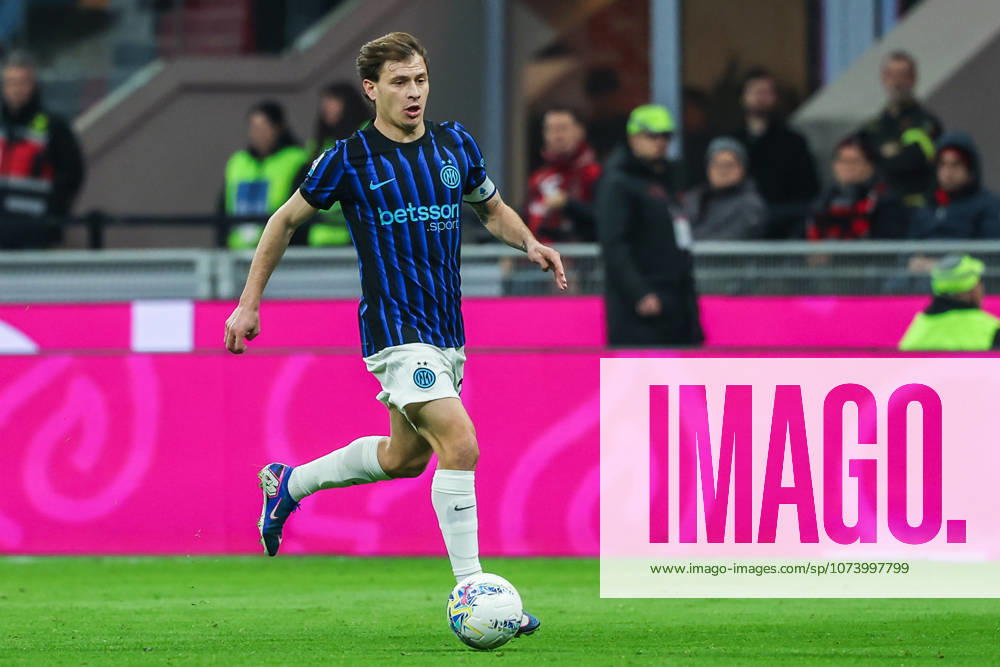 Nicolo Barella of FC Internazionale seen in action during Serie A 2025 26 football match between AC Milan and FC Internazionale at San Siro Stadium in Milan Italy on 08 March 2026. Milan Stadio San Siro Milan Italy