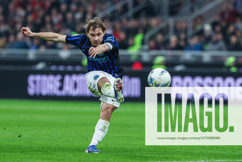 Nicolo Barella of FC Internazionale seen in action during Serie A 2025 26 football match between AC Milan and FC Internazionale at San Siro Stadium in Milan Italy on 08 March 2026. Milan Stadio San Siro Milan Italy