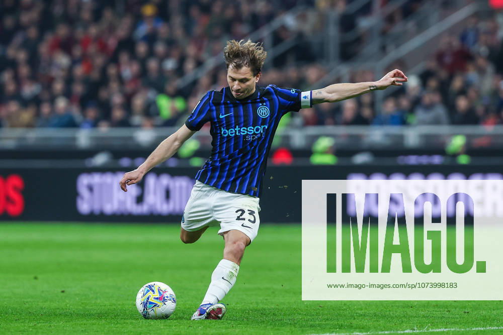 Nicolo Barella of FC Internazionale seen in action during Serie A 2025 26 football match between AC Milan and FC Internazionale at San Siro Stadium in Milan Italy on 08 March 2026. Milan Stadio San Siro Milan Italy