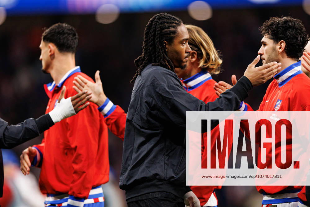 Djed Spence seen during UEFA Champions League round of 16 game between teams of Atletico de Madrid and Tottenham Hotspur Football Club (Joao Gregorio Ball Raw Images) Madrid Riyadh Air Metropolitano Spain