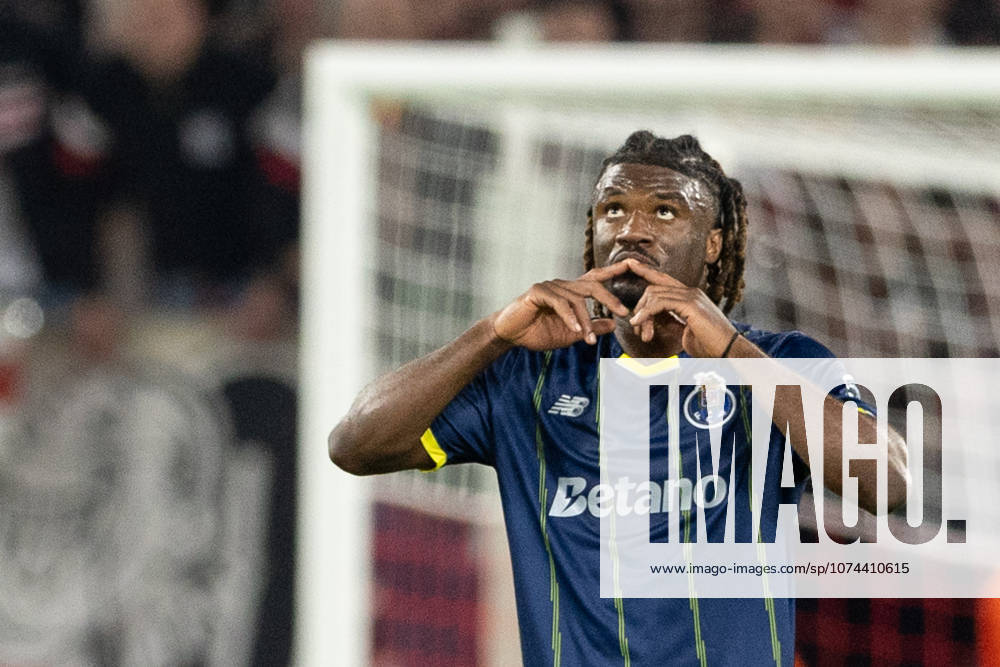 Terem Moffi of FC Porto celebrates after scoring a goal during the UEFA Europa League 2025 2026 match between VfB Stuttgart - FC Porto at Arena Stuttgart..Final score; VfB Stuttgart 1:2 FC Porto. VfB Stuttgart Vs FC Porto - UEFA Europa League 2025 2026 In Stuttgart, Germany - 12 Mar 2026 - ZUMAs197 20260312_aaa_s197_498