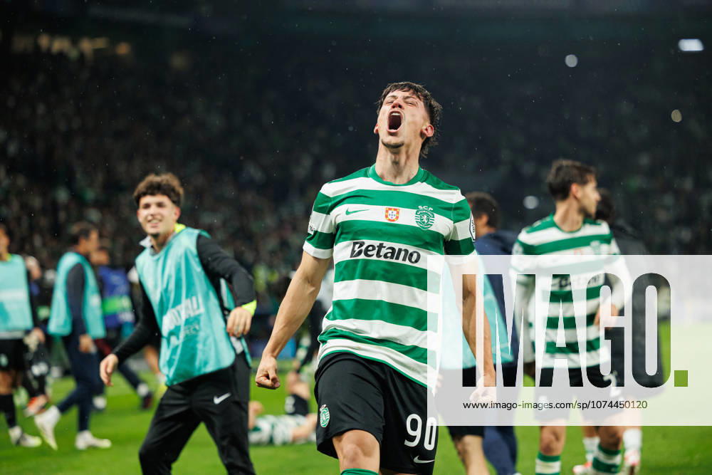 Rafael Nel seen celebrating after goal during UEFA Champions League Round of 16 game between teams of Sporting CP and FK Bodo Glimt at Estadio Jose Alvalade (Maciej Rogowski Ball Raw Images) Lisbon Estadio Jose Alvalade Portugal