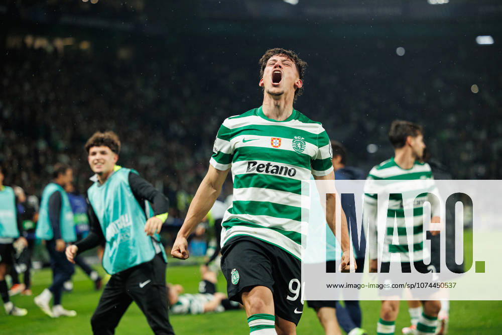 Rafael Nel seen celebrating after goal during UEFA Champions League Round of 16 game between teams of Sporting CP and FK Bodo Glimt at Estadio Jose Alvalade (Maciej Rogowski Ball Raw Images) Lisbon Estadio Jose Alvalade Portugal