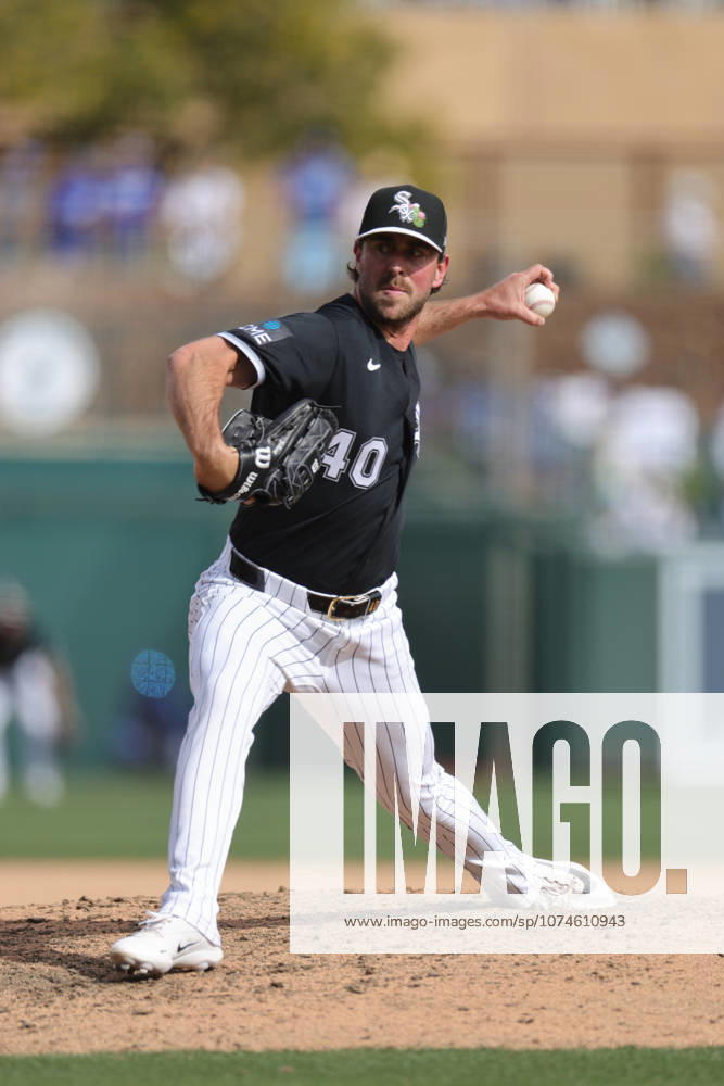 MLB, Baseball Herren, USA Spring Training: Los Angeles Dodgers at Chicago White Sox Glendale, AZ: Chicago White Sox pitcher Tyler Gilbert (40) delivers a pitch in the seventh inning during a Spring Training game against the Los Angeles Dodgers on Saturday, March 14, 2026 at Camelback Ranch. The White Sox beat the Dodgers 7-2. (Christopher Hall Image of Glendale Arizona USA