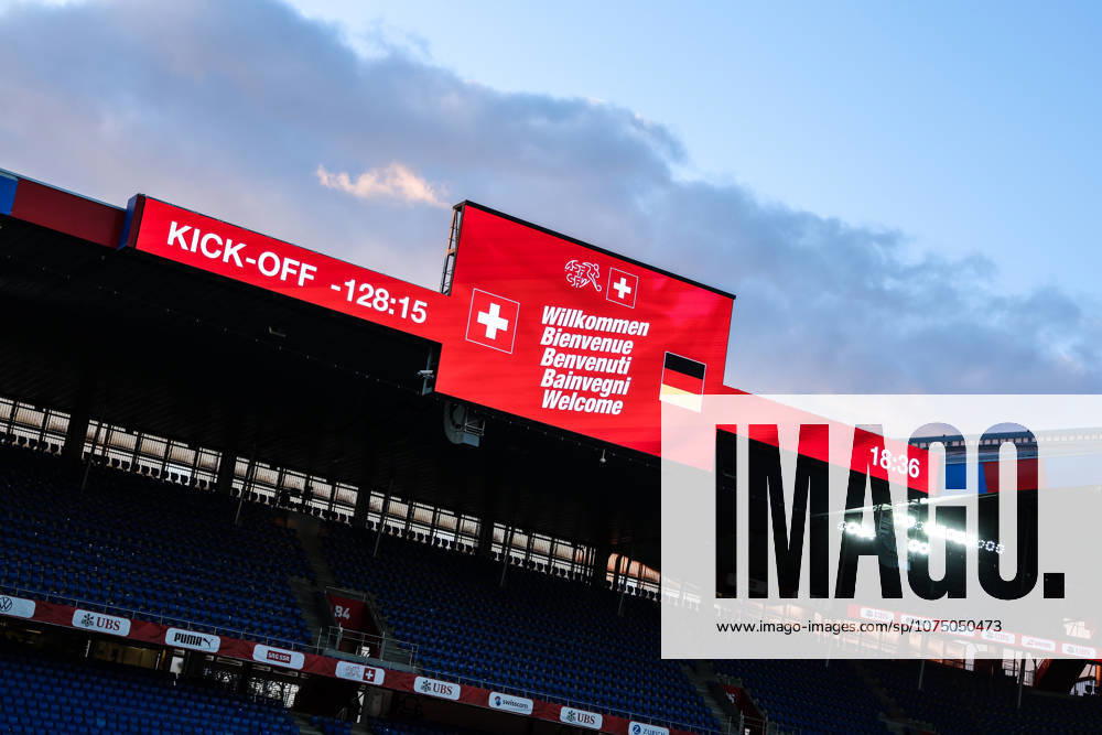 Fussball, UEFA Länderspiel Freundschaftsspiel Schweiz - Deutschland 27.03.2026, St. Jakob-Park Das Stadion vor dem Spiel, Countdown bis zum Ansoss Basel St. Jakob-Park Schweiz