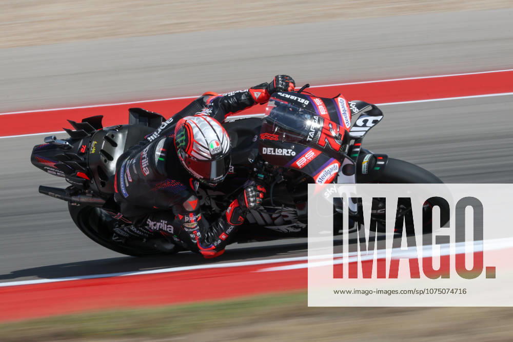 AUSTIN, TX - MARCH 27: Marco Bezzecchi (72) of Italy and Aprilia Racing speeds through turn 8 during Free Practice 1 of the MotoGP Red Bull Grand Prix of the Americas on March 27, 2026, at Circuit of The Americas in Austin, Texas. (Photo by David Buono Icon Sportswire) AUTO: MAR 27 MotoGP Red Bull Grand Prix of the Americas Icon260327023