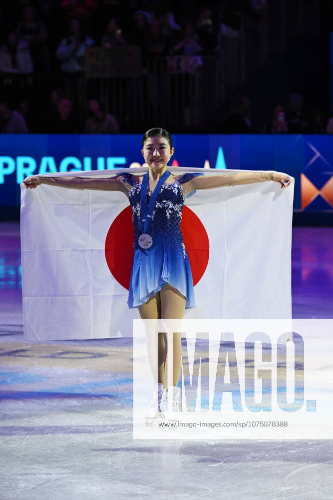 ISU Figure skating, Eiskunstlauf World Championships 2026 at the O2 Arena in Prague, Czech Republic - 27 Mar 2026 Silver medalist Mone Chiba of Japan as seen during the medal ceremony for the Women competition at the ISU Figure Skating World Championships 2026 at the O2 Arena. ISU Figure Skating World Championships 2026 takes place from 24th to 29th of March in Prague, Czech Republic. Prague Czech Republic