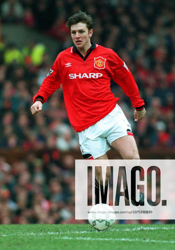 Manchester United, ManU V Ipswich Town, Premier League Lee Sharpe of Manchester United on the ball during the Premier League match between Manchester United and Ipswich Town at Old Trafford on March 4, 1995 in Manchester, England. Manchester Old Trafford England United Kingdom