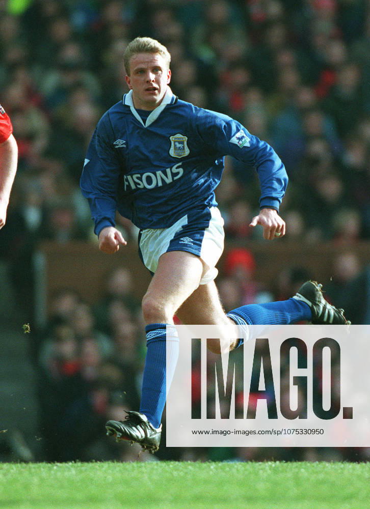 Manchester United, ManU V Ipswich Town, Premier League Alex Mathie of Ipswich Town running during the Premier League match between Manchester United and Ipswich Town at Old Trafford on March 4, 1995 in Manchester, England. Manchester Old Trafford England United Kingdom