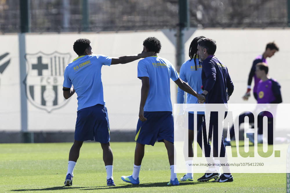 Alejandro Balde and Lamine Yamal during the training day of FC Barcelona, Barca ahead the Spanish League, Laliga EA Sports, football match against Atletico de Madrid at Ciudad Esportiva Joan Gamper on April 03, 2026 in Sant Joan Despi, Barcelona, Spain. FC Barcelona Training And press conference, PK, Pressekonferenz - LaLiga EA Sports - ZUMAa181 20260403_zaa_a181_021