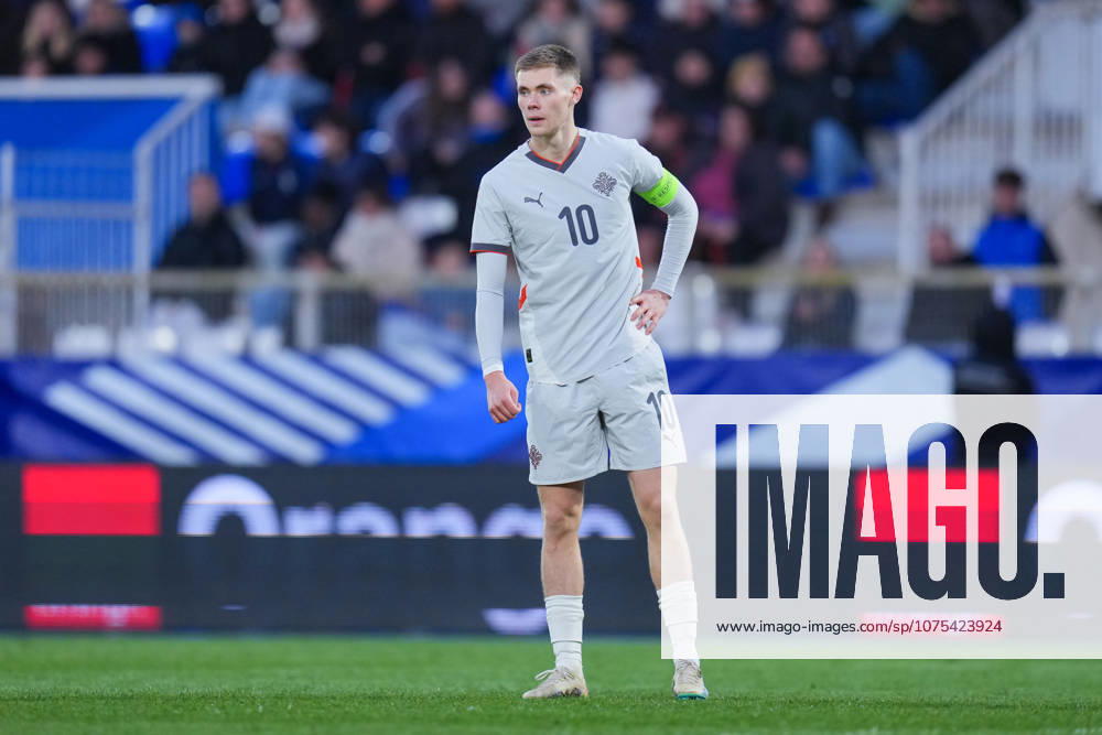 Gisli Thordarson of Iceland looks on during the European Qualifers U21, U 21 football match between France and Iceland on 30th March 2026 in Auxerre, France. Franco Arland (Franco Arland SPP)