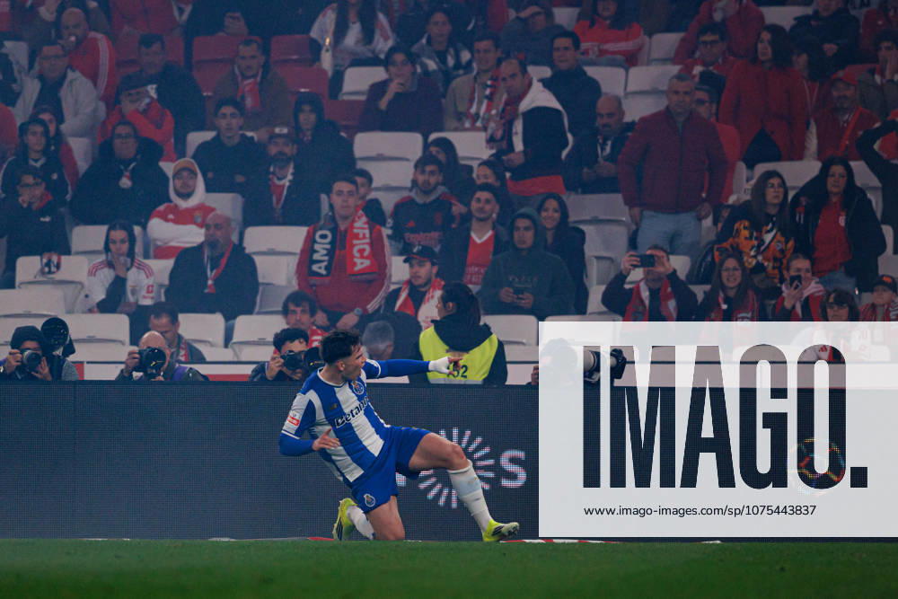 Oskar Pietuszewski seen celebrating after scoring goal during Liga Portugal game between teams of SL Benfica and FC Porto at Estadio Da Luz (Maciej Rogowski Ball Raw Images PT) Lisbon Estadio Da Luz Portugal